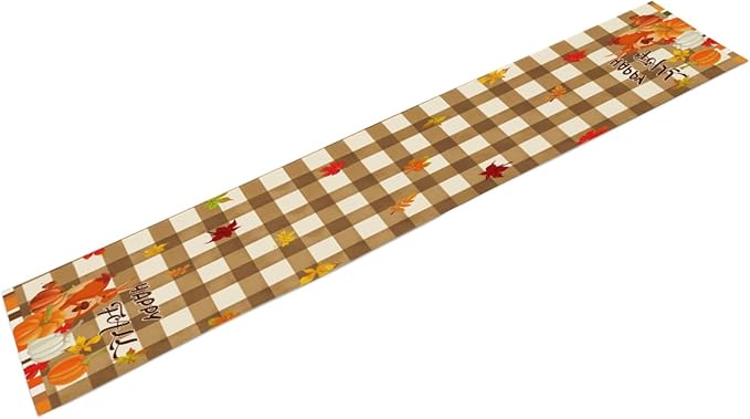 Happy Fall Table Runner, Fall Leaves Squirrel Table Runners, Fall Decor Table - Image 3