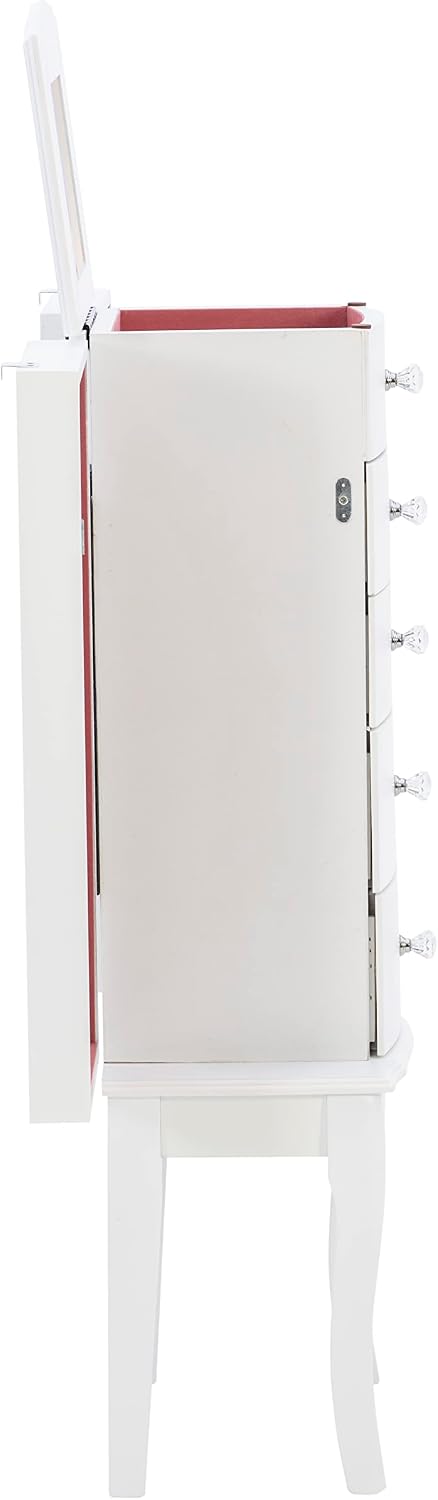 powell furniture jewelry armoire, white, 13"x 9.375"x 35.5", view 14