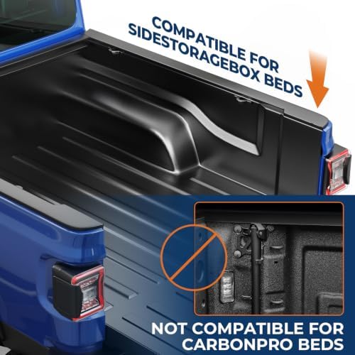 kuiperauto hard tri fold truck bed tonneau cover, front angle view