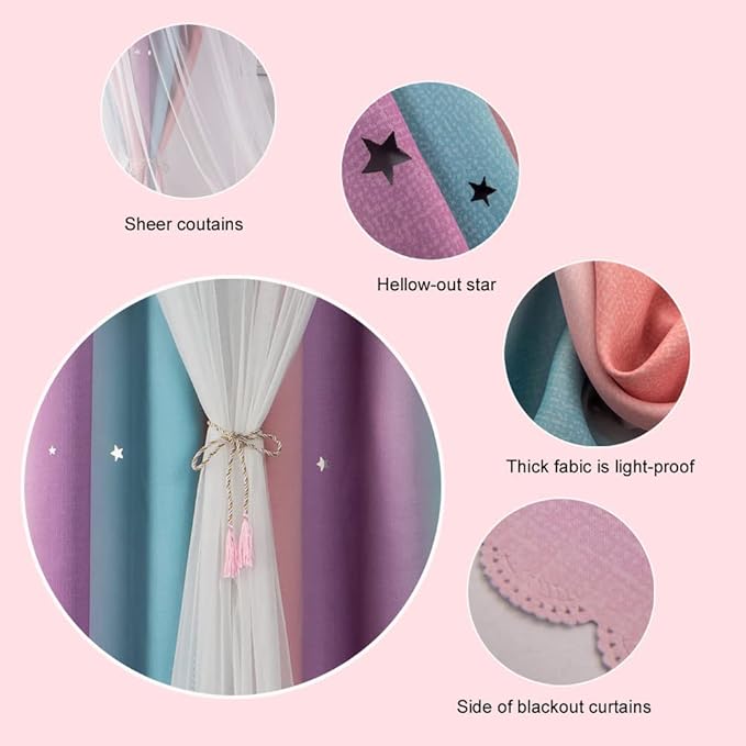 FANLI Ombre Rainbow Blackout Curtains - Image 5