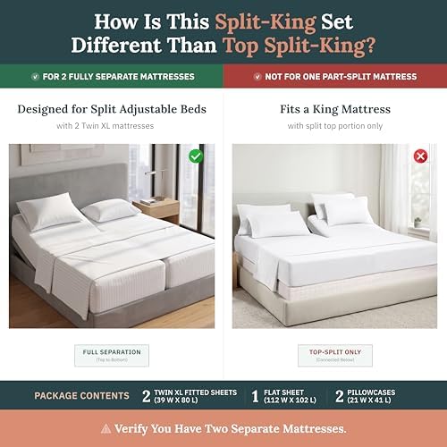 california design den 100% cotton sateen split king shown in use