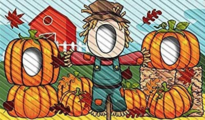 Pumpkin Patch Halloween Hole in Face Photo Banner Backdrop