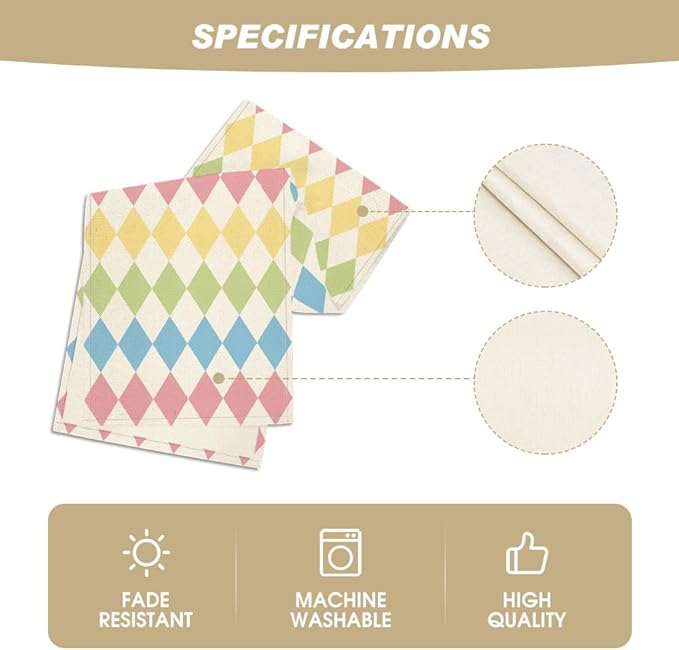 Artoid Mode Diamond Plaid Pink Blue Easter Table Runner, Seasonal Spring Summer - Image 5