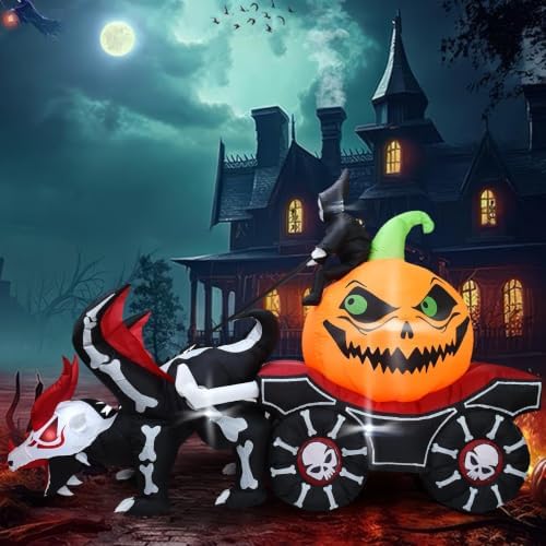 9FT Halloween Inflatable Carriage, Grim Reaper & Skeleton Dragon