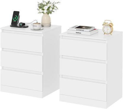 nightstands set of 2 with charging station and shown in use