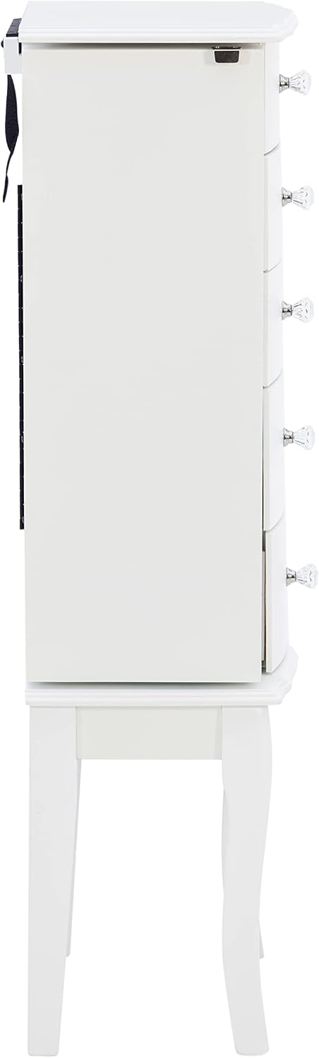 powell furniture jewelry armoire, white, 13"x 9.375"x 35.5", view 9