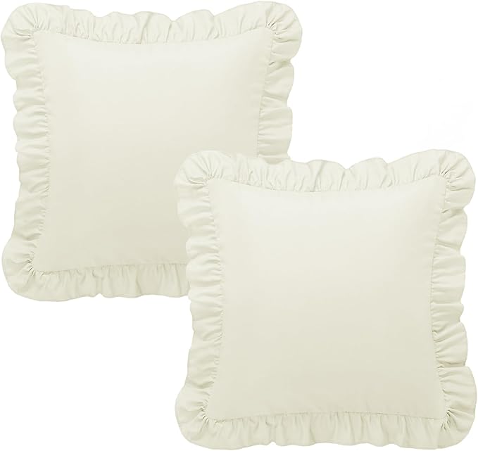 KKJIAF Ruffle Pillow Cases 18x18 Inches, Microfiber Wrinkle Resistant Pillow - Image 8