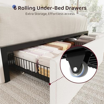 breltam queen size bed frame with 6 storage on a desk or shelf