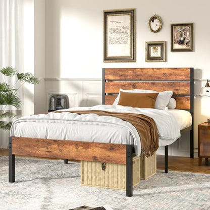 vecelo twin size bed frame - heavy-duty metal, close-up detail