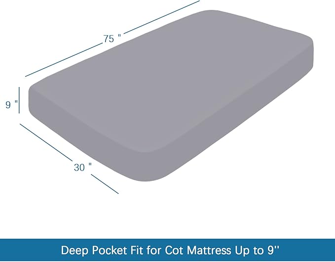 SPRINGSPIRIT Cot Sheets 30" x 75" x 9", 4 Piece Cot Sheet Set, Cot Size Fitted - Image 5