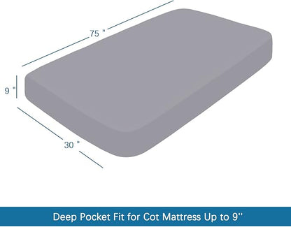 SPRINGSPIRIT Cot Sheets 30" x 75" x 9", 4 Piece Cot Sheet Set, Cot Size Fitted - Image 5