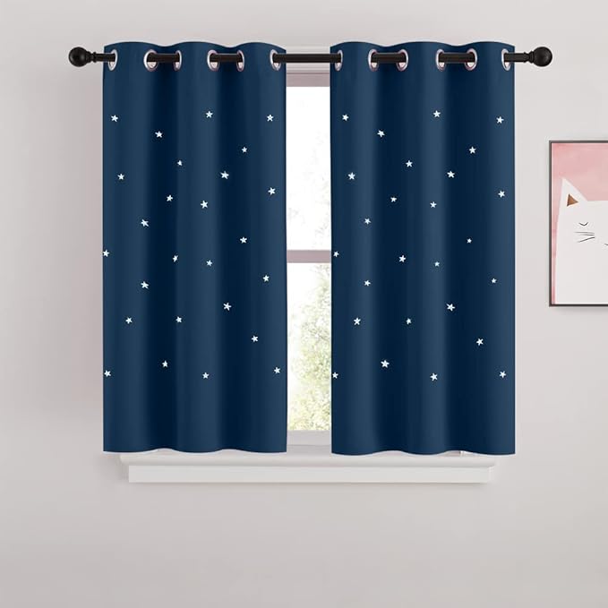 NICETOWN Kids Curtains Punched Out Stars, Moroccan Blue Star Curtains by NICETOWN
