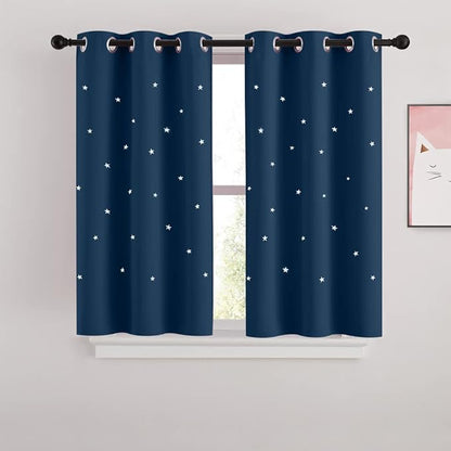 NICETOWN Kids Curtains Punched Out Stars, Moroccan Blue Star Curtains by NICETOWN