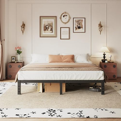 14 inch metal cal king bed frame with, front angle view
