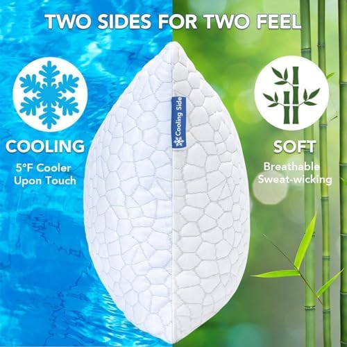 qutool cooling pillow for sleeping, certipur-us shredded memory shown in use