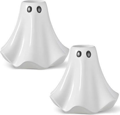 Conelist 2 Pcs Halloween Ghost Candle Holders Ceramic