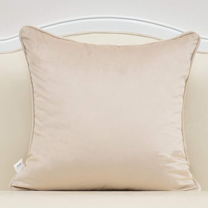 Alerfa 18 x 18 Inch Beige Square Maple Leaf Pillow Embroidery Cut Velvet - Image 2