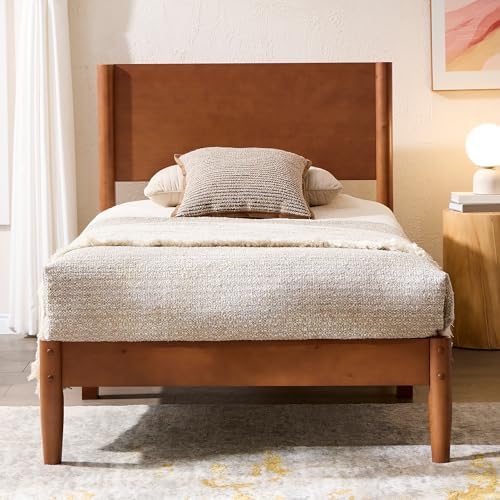 amerlife solid wood twin bed frame, mid century, view 9