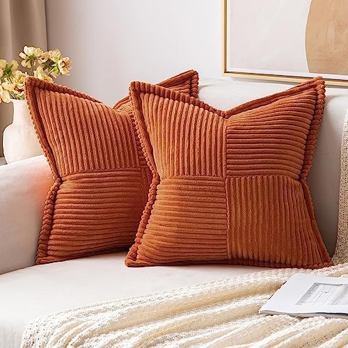 MIULEE Rust Decorative Euro Sham Throw Pillow Covers by MIULEE