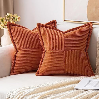 MIULEE Rust Decorative Euro Sham Throw Pillow Covers by MIULEE