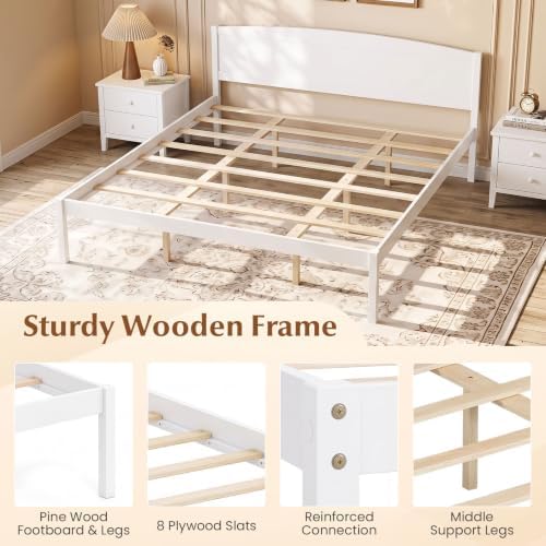 giantex king size wooden bed frame with curved showing dimensions