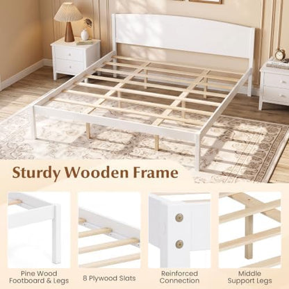 giantex king size wooden bed frame with curved showing dimensions