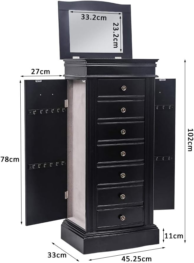 karl home large standing jewelry armoire cabinet with on a desk or shelf