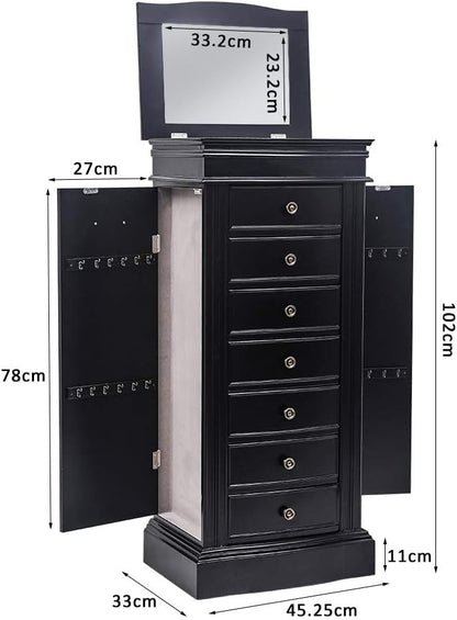 karl home large standing jewelry armoire cabinet with on a desk or shelf