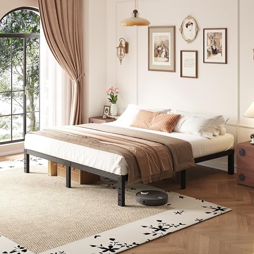 14 inch metal cal king bed frame with shown in use