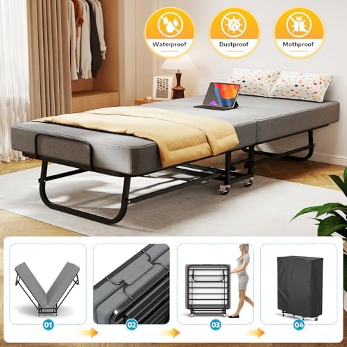 folding bed with mattress for adults, portable foldable, package contents