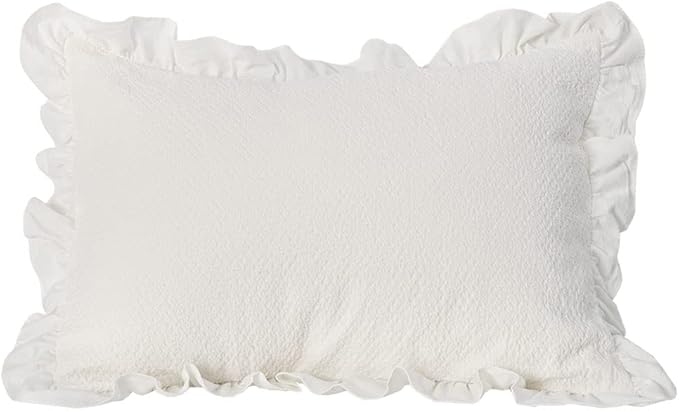Pillow Shams Set of 2 Pure Cotton Champray Ruffled Edge, Thick and Solid Washed - Image 5