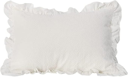 Pillow Shams Set of 2 Pure Cotton Champray Ruffled Edge, Thick and Solid Washed - Image 5