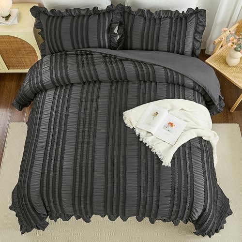 wongs bedding king size comforter,dark grey boho comforter, close-up detail