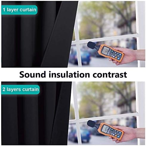 nicetown black full blackout curtains for dining room, side view