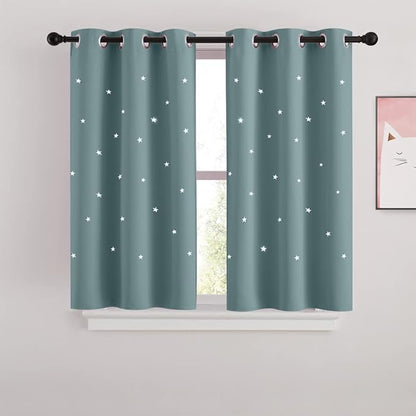 NICETOWN Cut Out Stars Curtain for Kid's Room, 2 Panels Starry Sky Grommet by NICETOWN