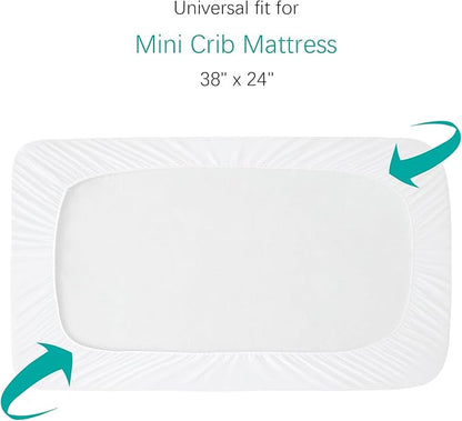 Mini Crib Mattress Protector Sheets Fitted Waterproof Mini Crib Mattress - Image 4