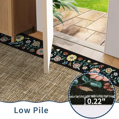 garveehome washable living room rug 9x12 floral bordered showing dimensions