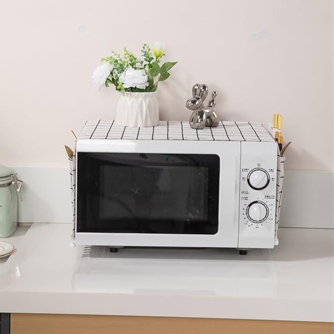 Microwave Oven Cover Dust Oil Proof Cotton Linen Waterproof Fabric Cloth - Image 5
