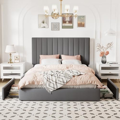 allewie full size storage bed frame, vertical channel, close-up detail