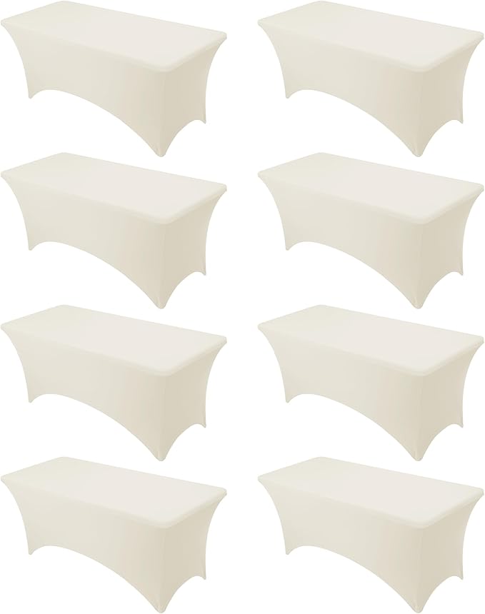 8-Pack Premium Cream Spandex Tablecloths by DailySet