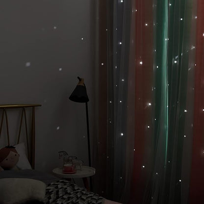 Kinryb Rainbow Star Cut-Out Kids Bedroom Curtains - Image 7