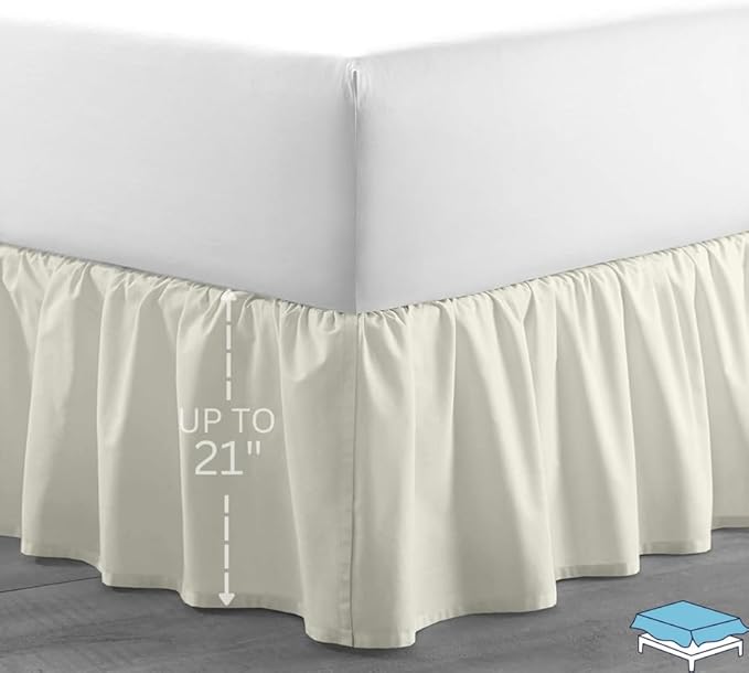 Ruffle Bed Skirt with Split Corners, Microfiber Dust Ruffled - Image 2