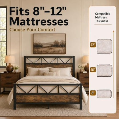 immerstable queen bed frame, 51.2" tall industrial headboard, package contents