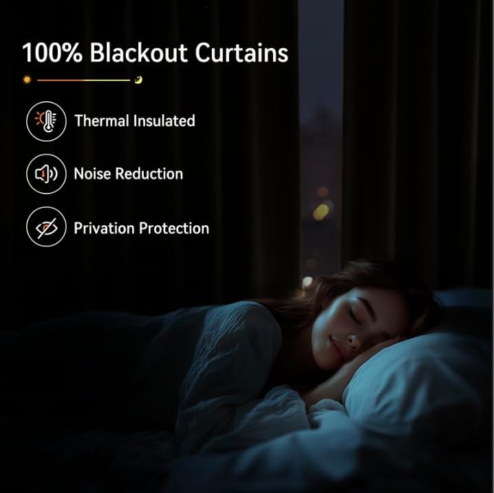 linen total blackout curtains for bedroom 84 inch shown in use