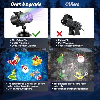 HAKUTA Christmas Projector Lights,HD Wave Ocean Effect LED Projector with 16pc Slides Patterns and Remote Control for Christmas, New Year, Birthday, Halloween, Thanksgiving Decor