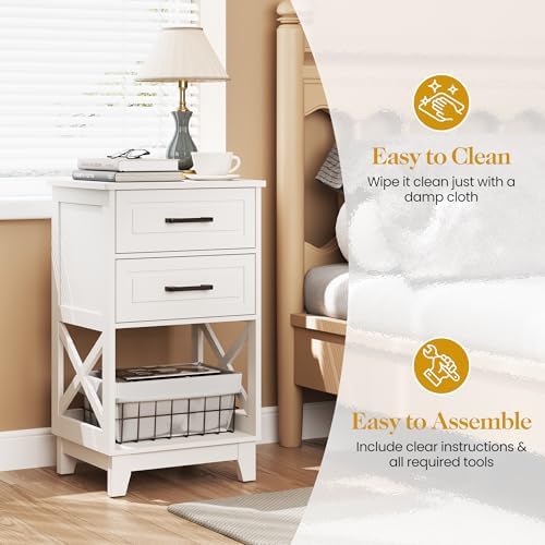 royalcraft 30" tall nightstand, modern painted bedside table showing dimensions