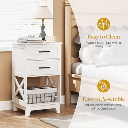 royalcraft 30" tall nightstand, modern painted bedside table showing dimensions