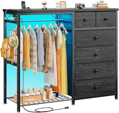 enhomee 49.2" w dresser with hanging rack &, view 9