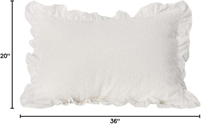 Pillow Shams Set of 2 Pure Cotton Champray Ruffled Edge, Thick and Solid Washed - Image 10