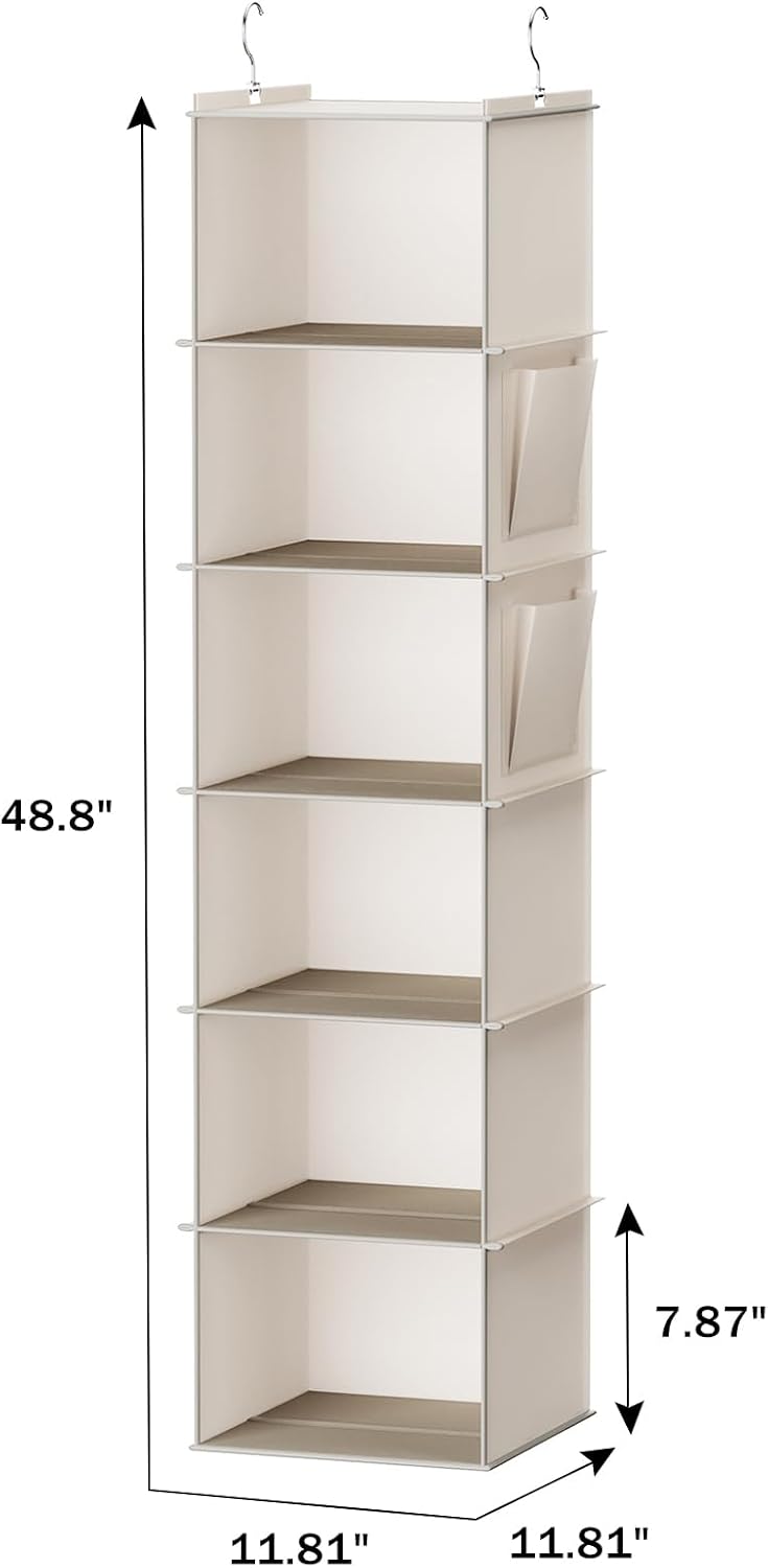 youdenova hanging closet organizer and storage, 6-shelf, 2, close-up detail
